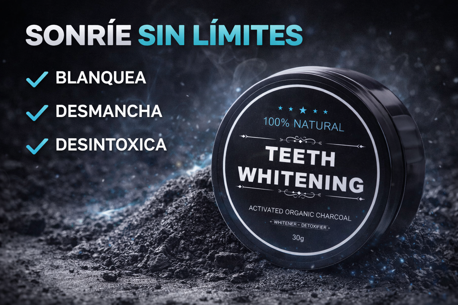 Blanqueador de carbon activo natural